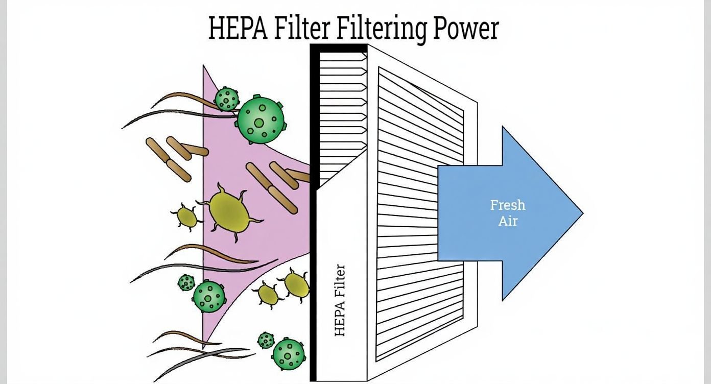 How a HEPA filter captures airborne particles